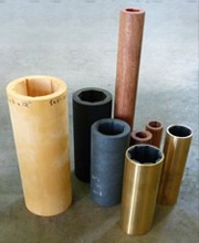 Cutless and composite marine bearings in a range of diameters: brass shells, phenolic shells and rubber liners